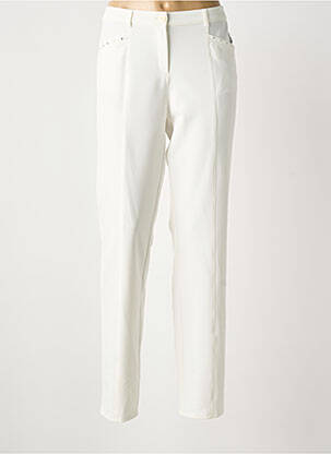Pantalon droit stretch taille normale blanc FRANK WALDER femme