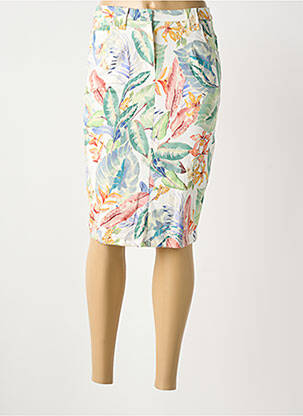 Jupe mi-longue stretch blanc GUY DUBOUIS femme