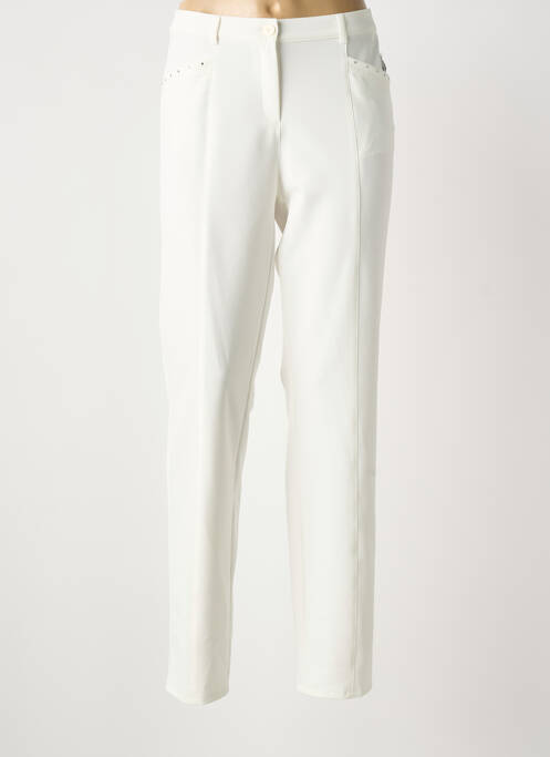 Pantalon droit stretch taille normale blanc FRANK WALDER femme