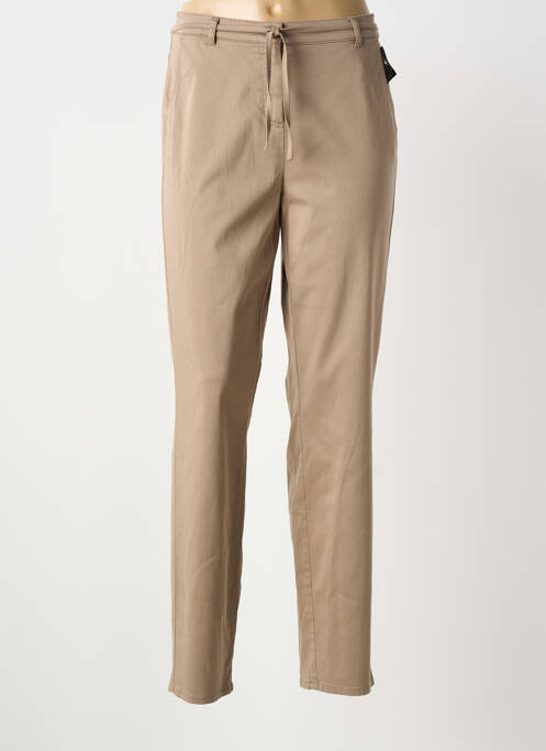 Pantalon droit stretch taille normale marron FRANK WALDER femme