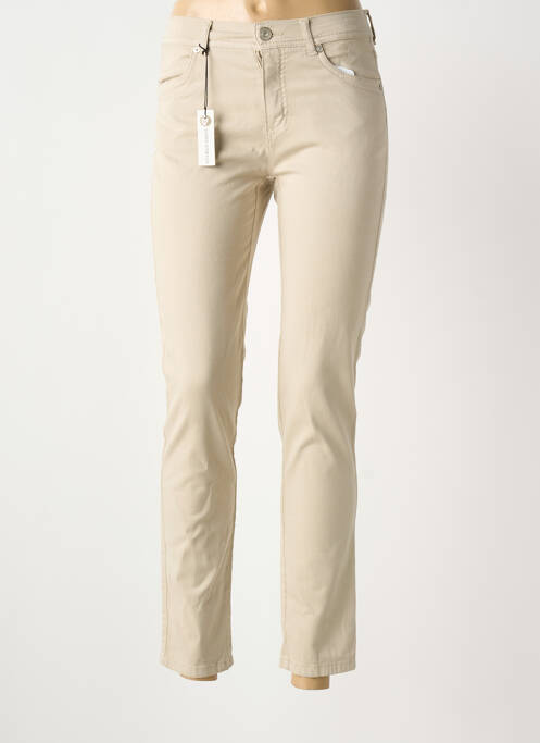 Pantalon 7/8 stretch taille normale beige ANNA MONTANA femme