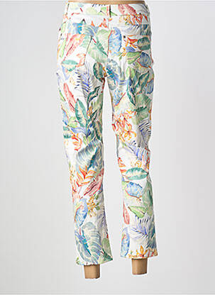 Pantalon 7/8 fermeture zippée sous rabat boutonné taille normale blanc GUY DUBOUIS femme