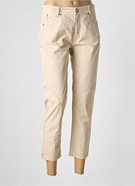 Pantalon 7/8 fermeture zippée sous rabat boutonné taille normale beige ANNA MONTANA femme