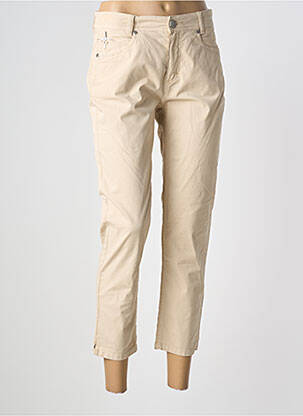 Pantalon 7/8 fermeture zippée sous rabat boutonné taille normale beige ANNA MONTANA femme