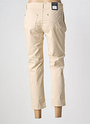 Pantalon 7/8 fermeture zippée sous rabat boutonné taille normale beige ANNA MONTANA femme