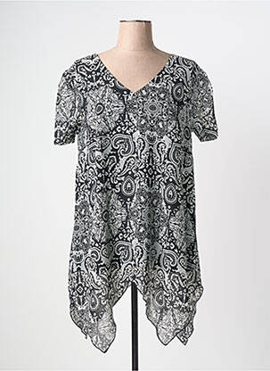 Top imprimé fantaisie manches courtes noir SHEEGO femme