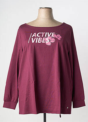 T-shirt sérigraphie floquée manches longues violet SHEEGO femme