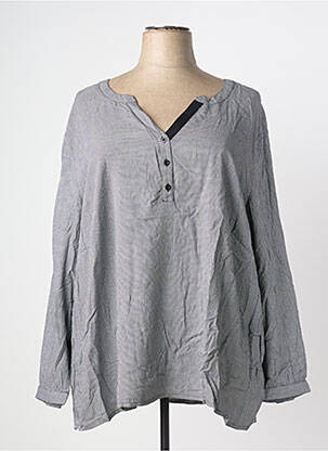 Blouse tissage popeline manches longues noir SHEEGO femme