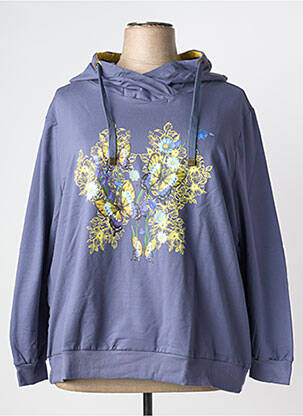 Sweat-shirt à capuche stretch manches longues bleu SHEEGO femme
