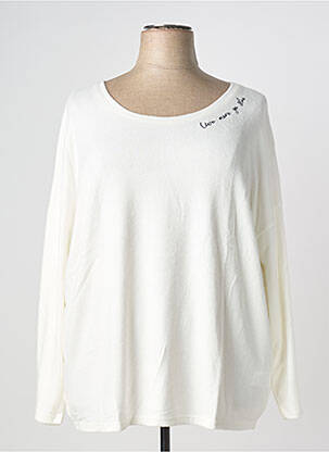 Pull coupe droite manches longues beige SHEEGO femme