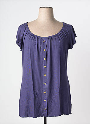Top stretch manches courtes bleu SHEEGO femme