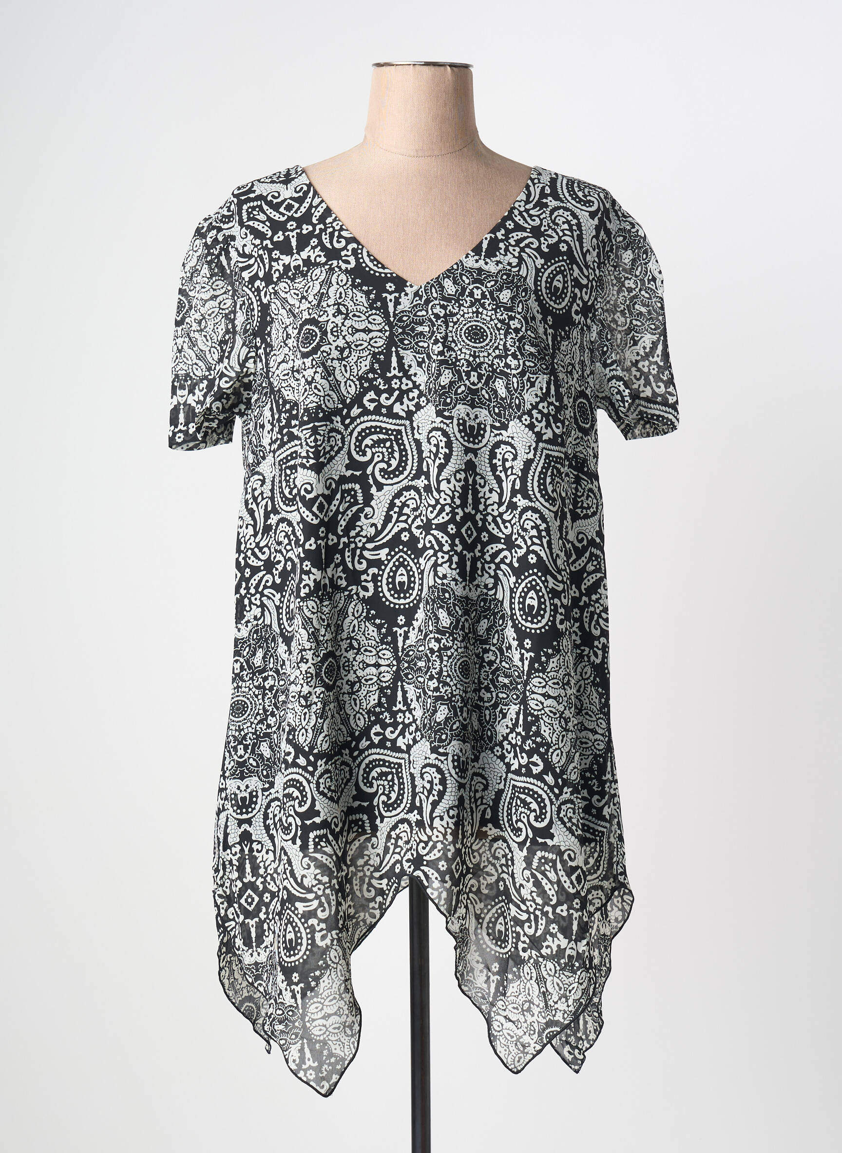 Top imprimé fantaisie manches courtes noir SHEEGO femme