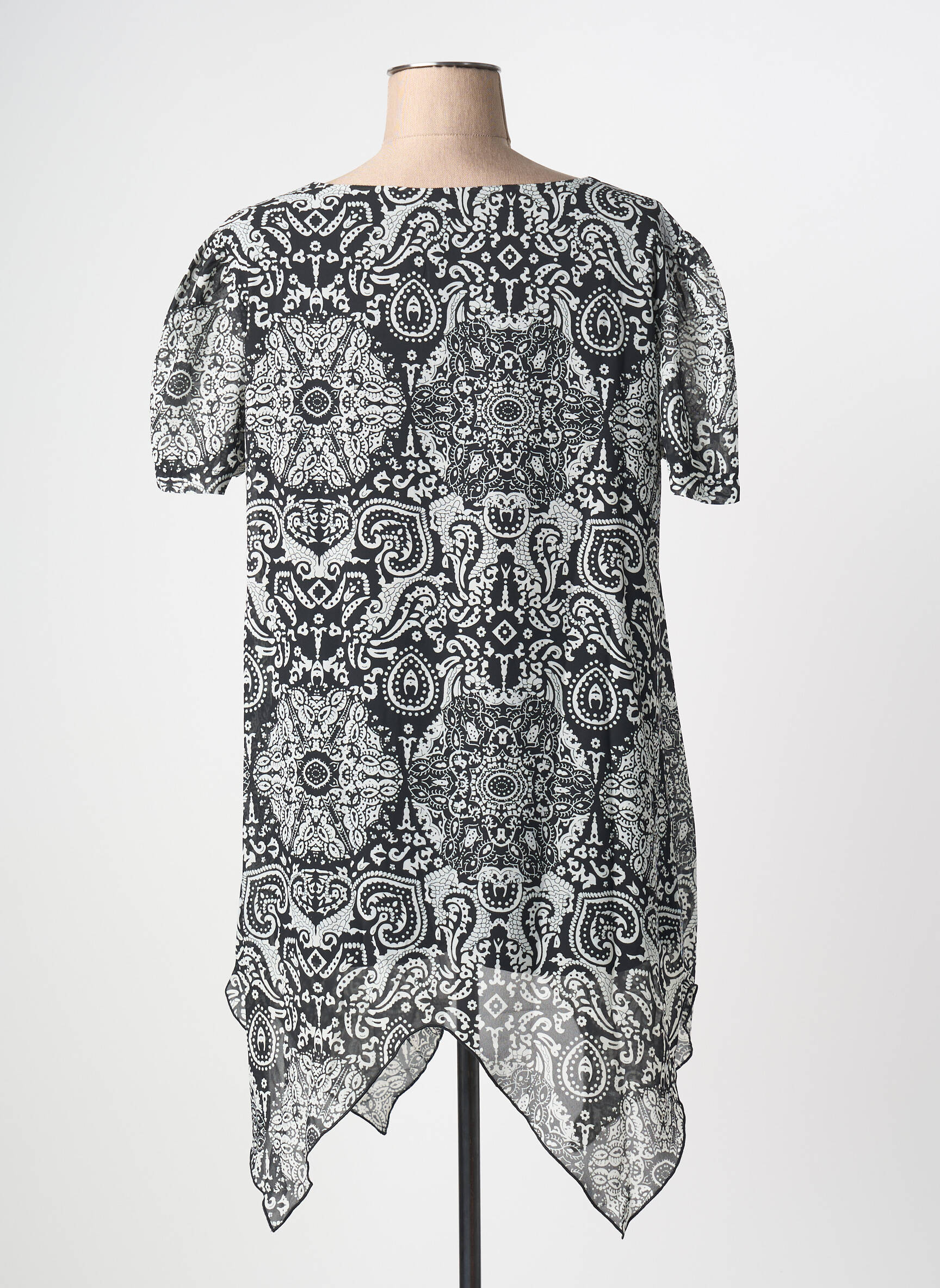 Top imprimé fantaisie manches courtes noir SHEEGO femme