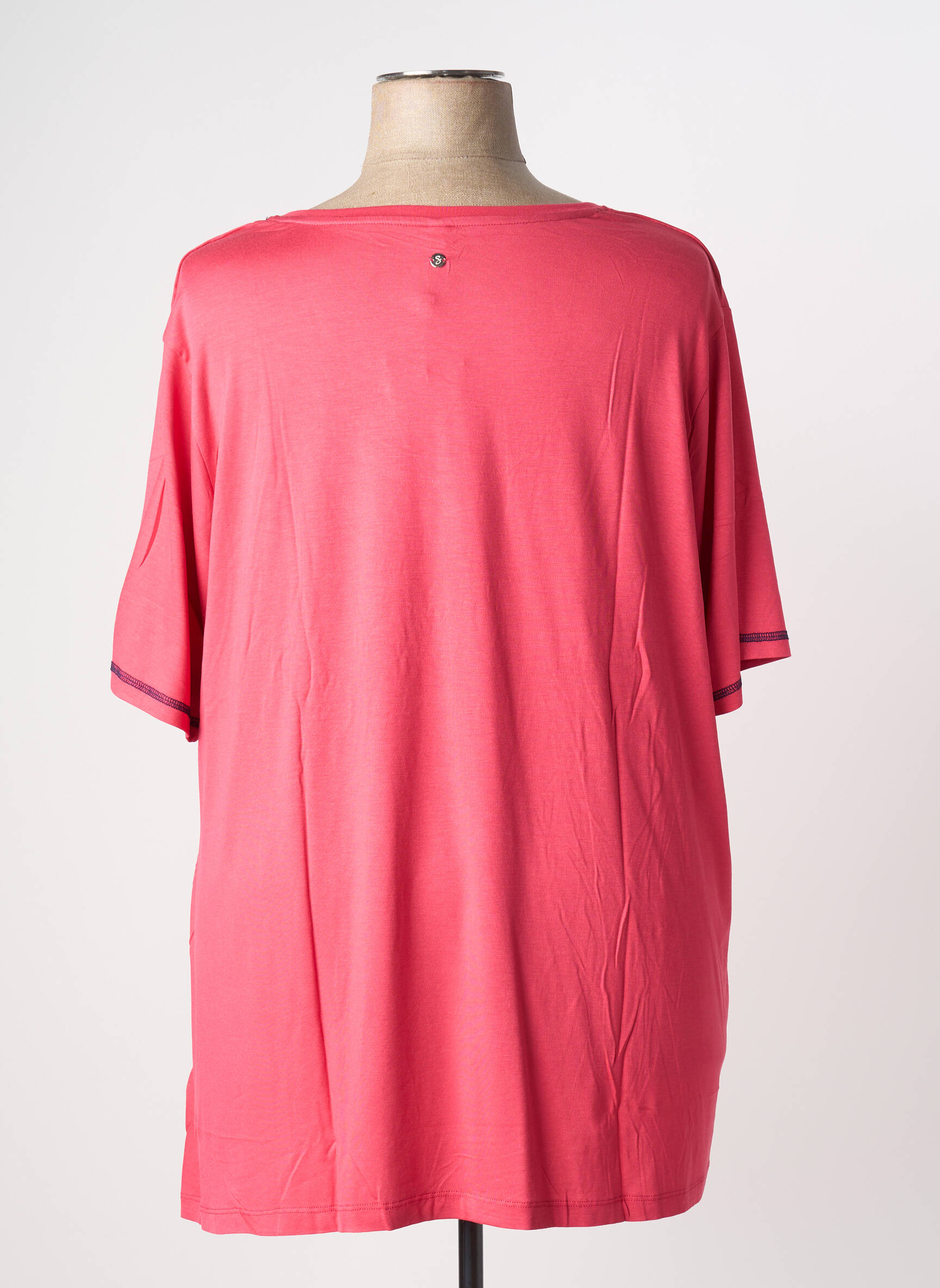 Top coupe fluide manches courtes rose SHEEGO femme