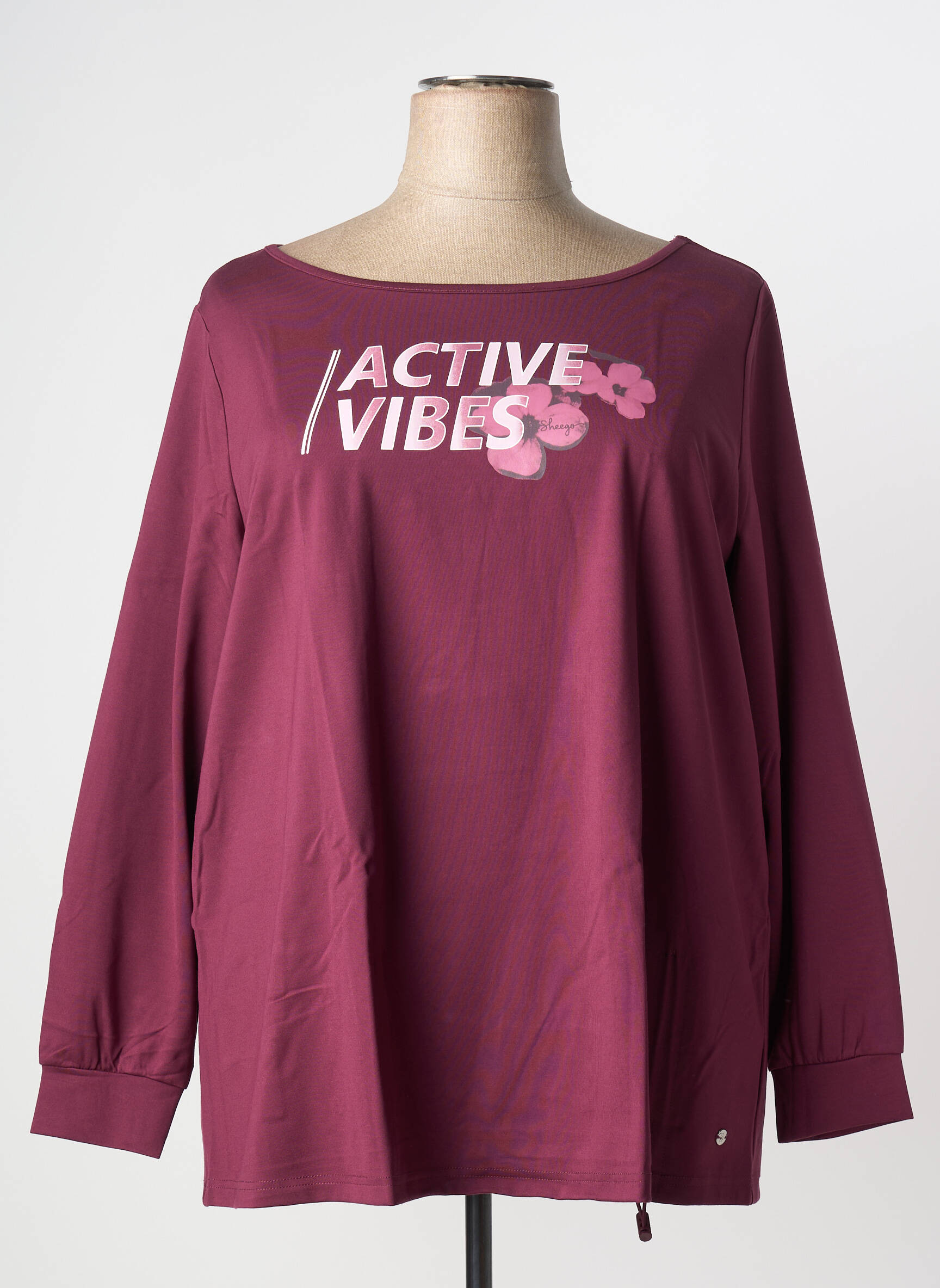T-shirt sérigraphie floquée manches longues violet SHEEGO femme