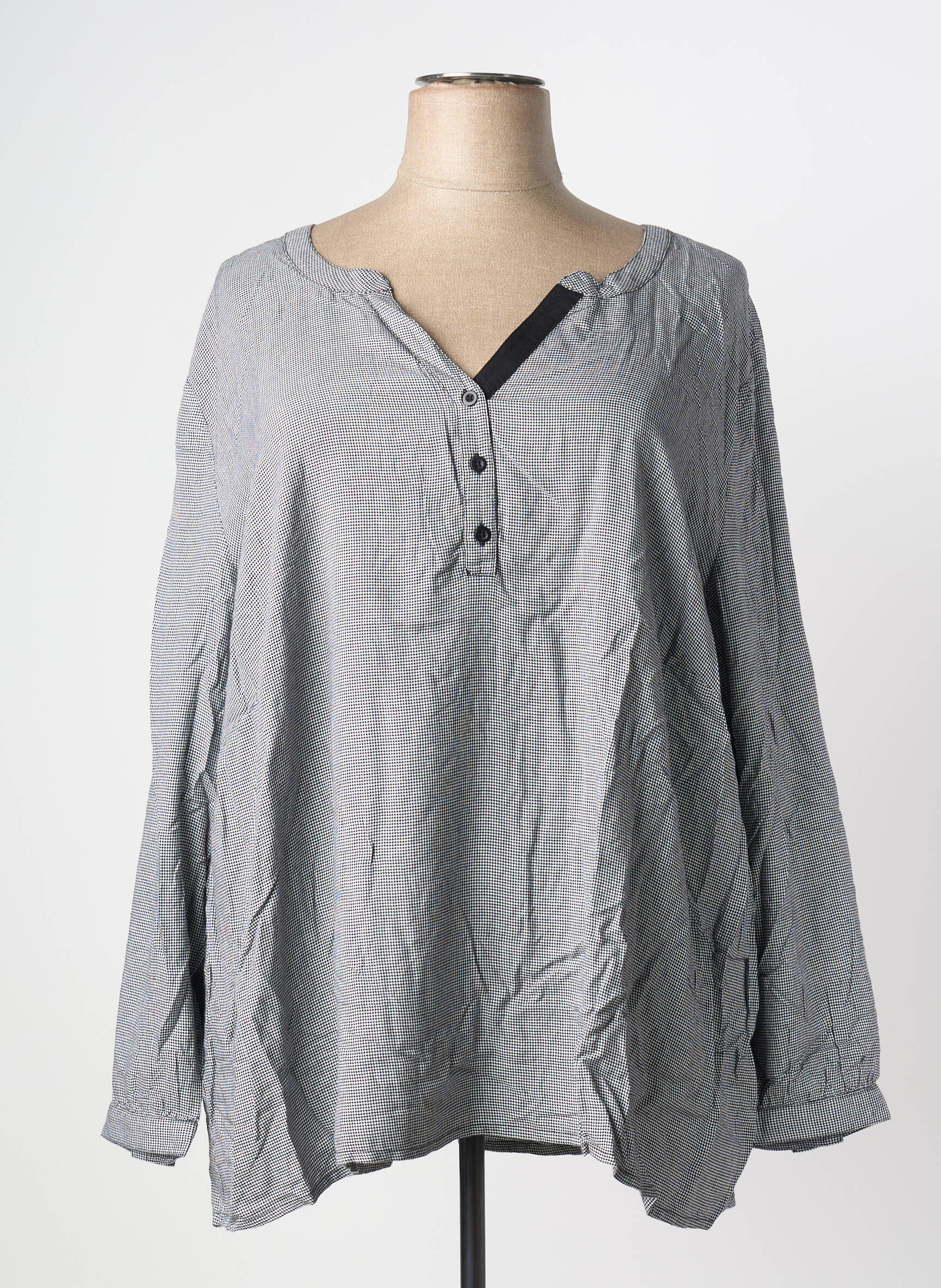 Blouse tissage popeline manches longues noir SHEEGO femme