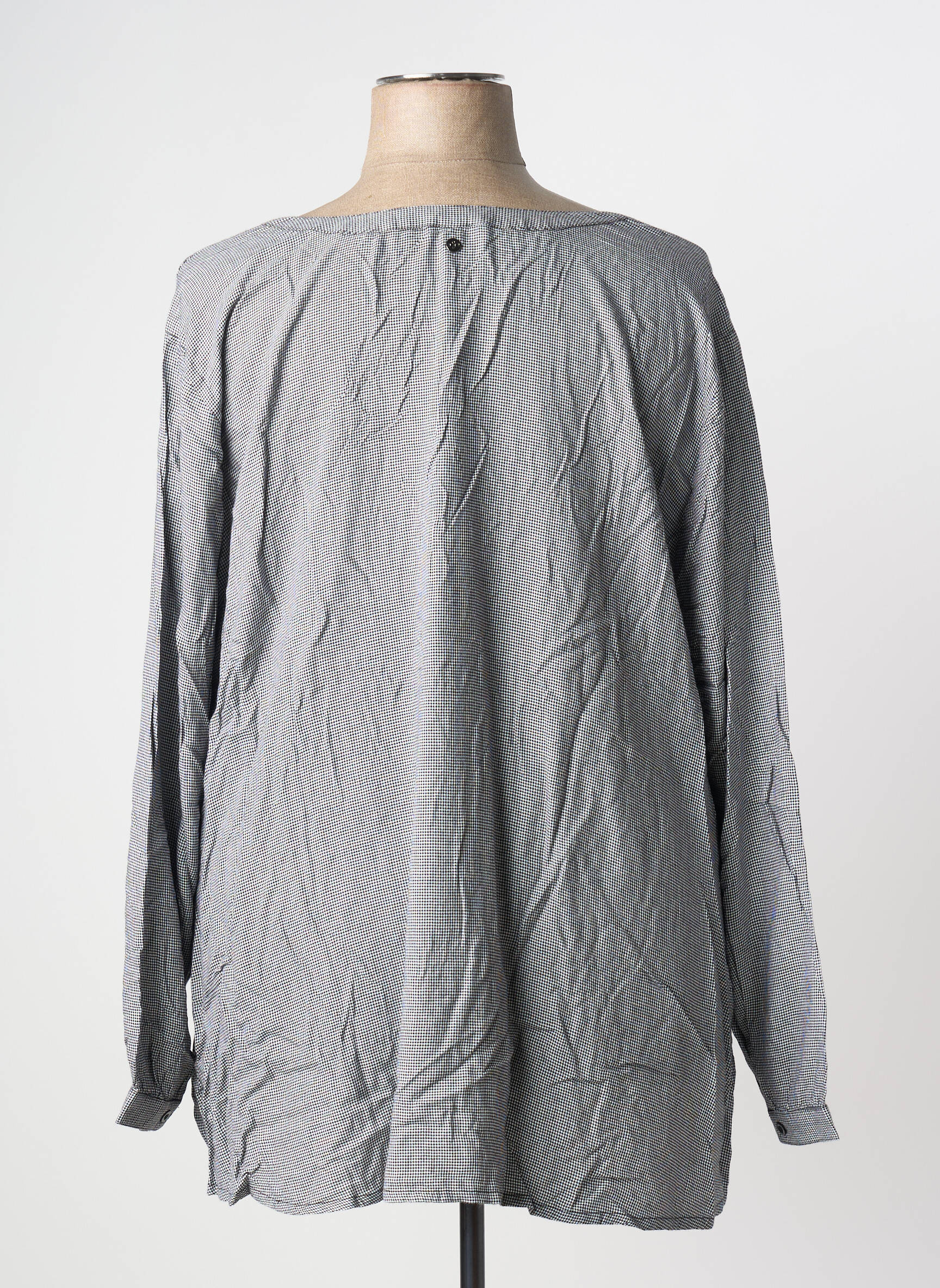 Blouse tissage popeline manches longues noir SHEEGO femme