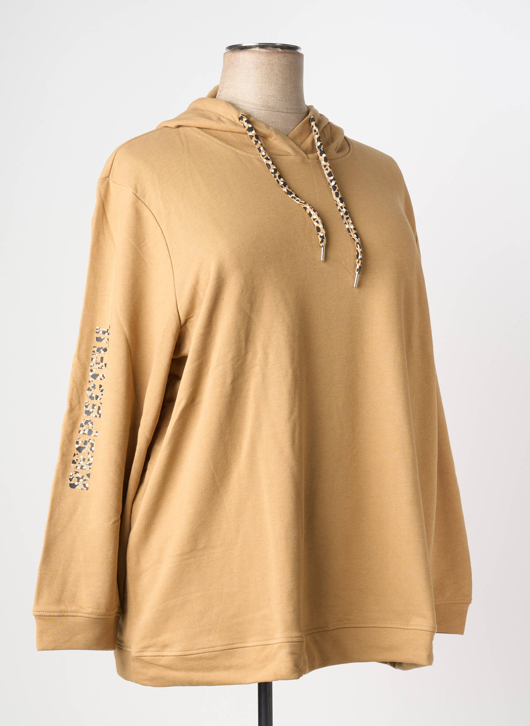 Sweat-shirt à capuche stretch manches longues marron SHEEGO femme