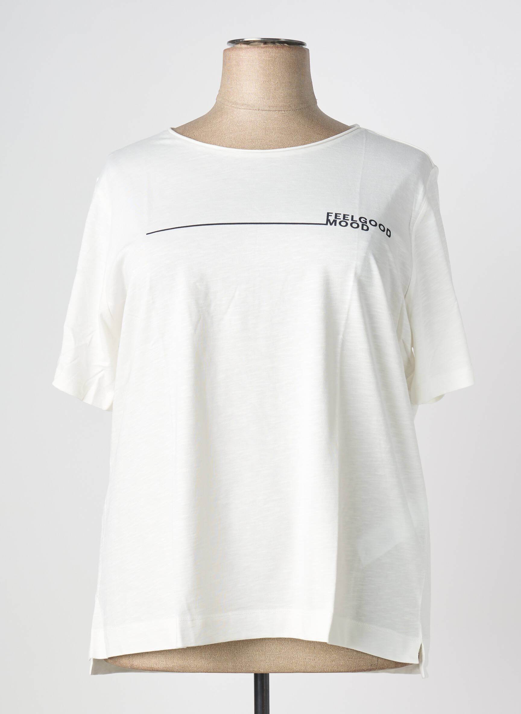 T-shirt coupe droite manches courtes blanc TRIANGLE femme