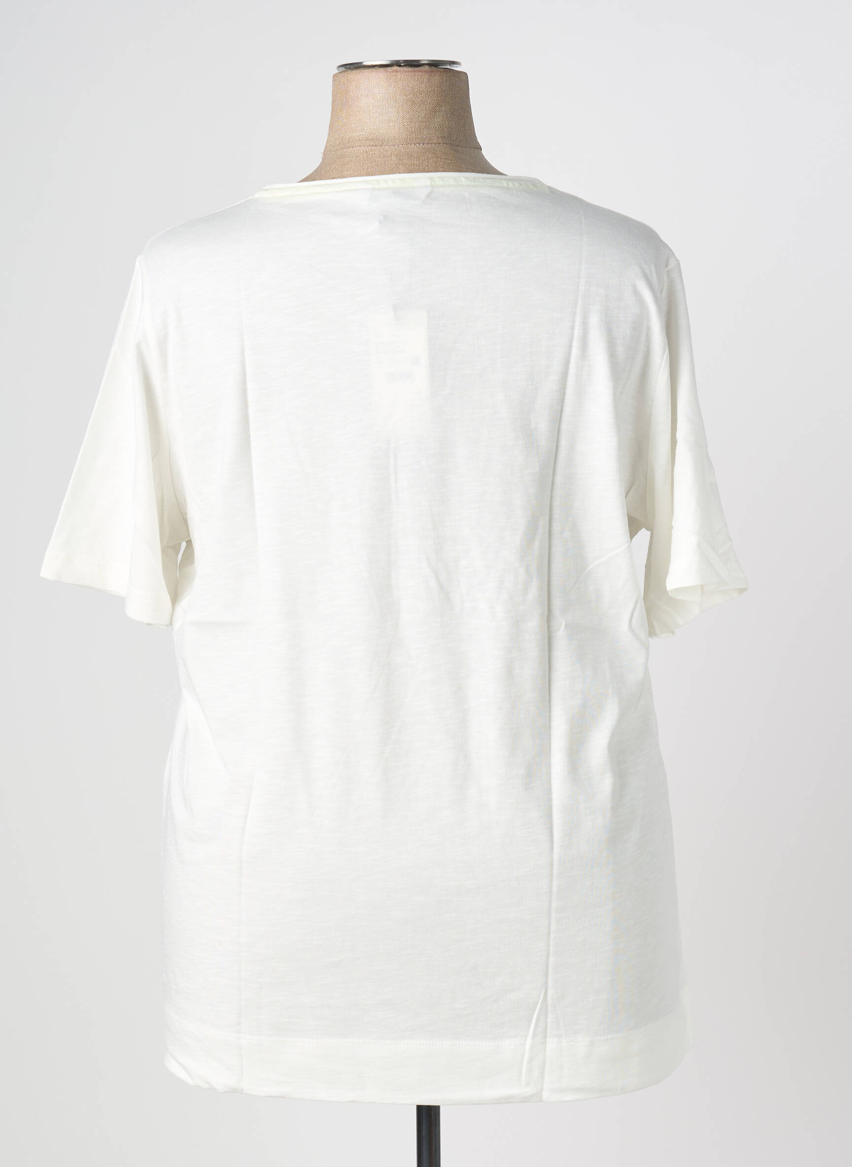 T-shirt coupe droite manches courtes blanc TRIANGLE femme