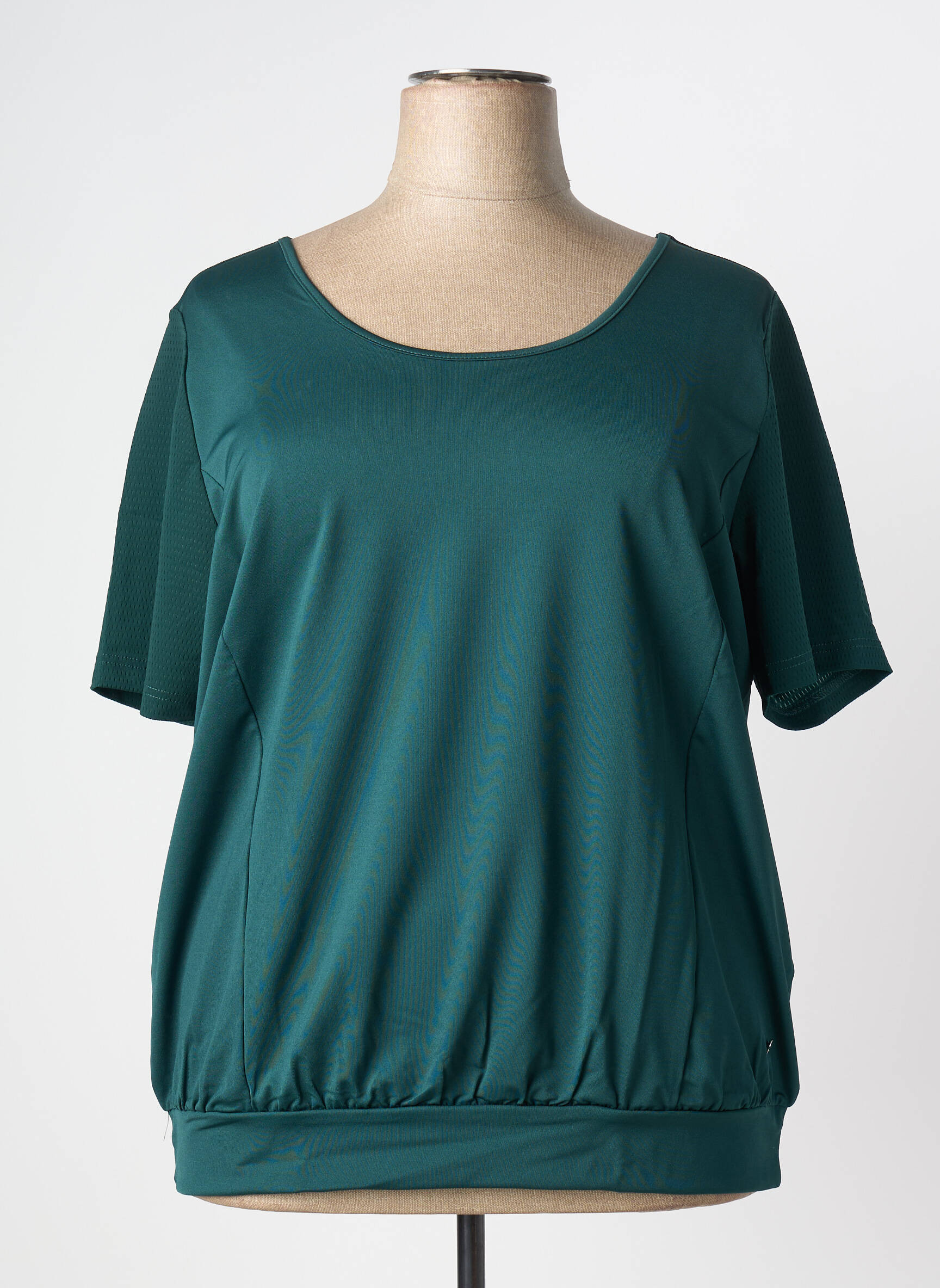 Top stretch manches courtes vert SHEEGO femme