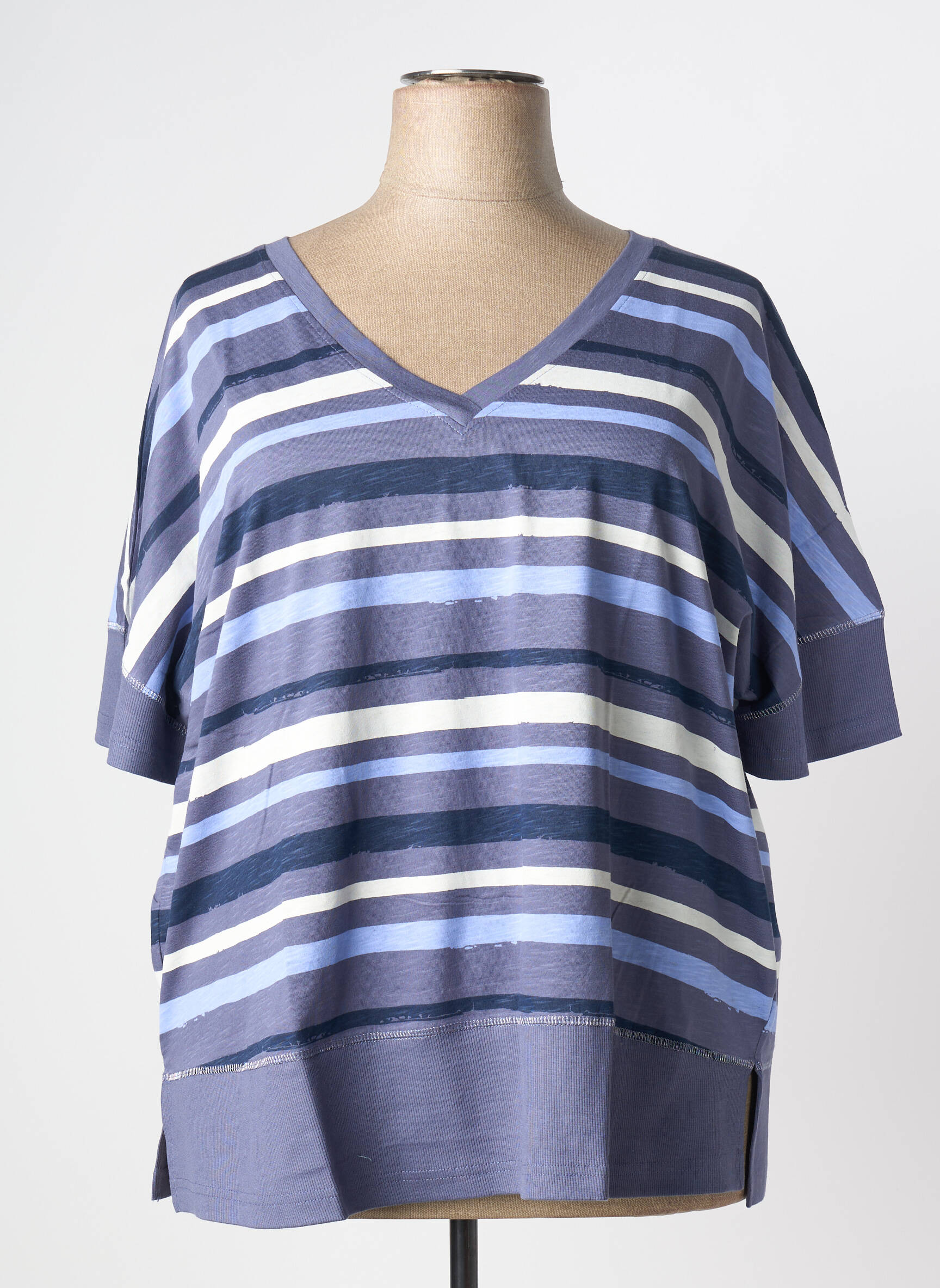 Top stretch manches courtes bleu SHEEGO femme