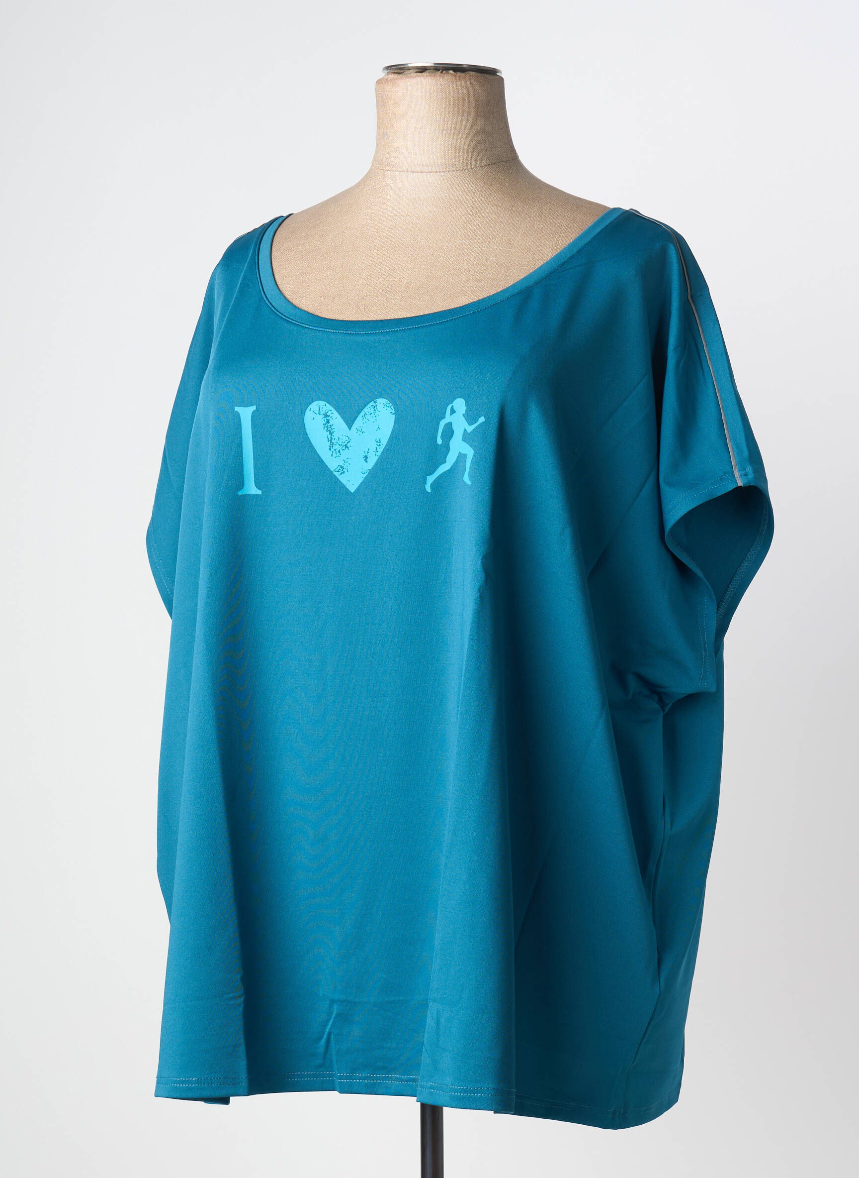 Top stretch manches courtes vert SHEEGO femme