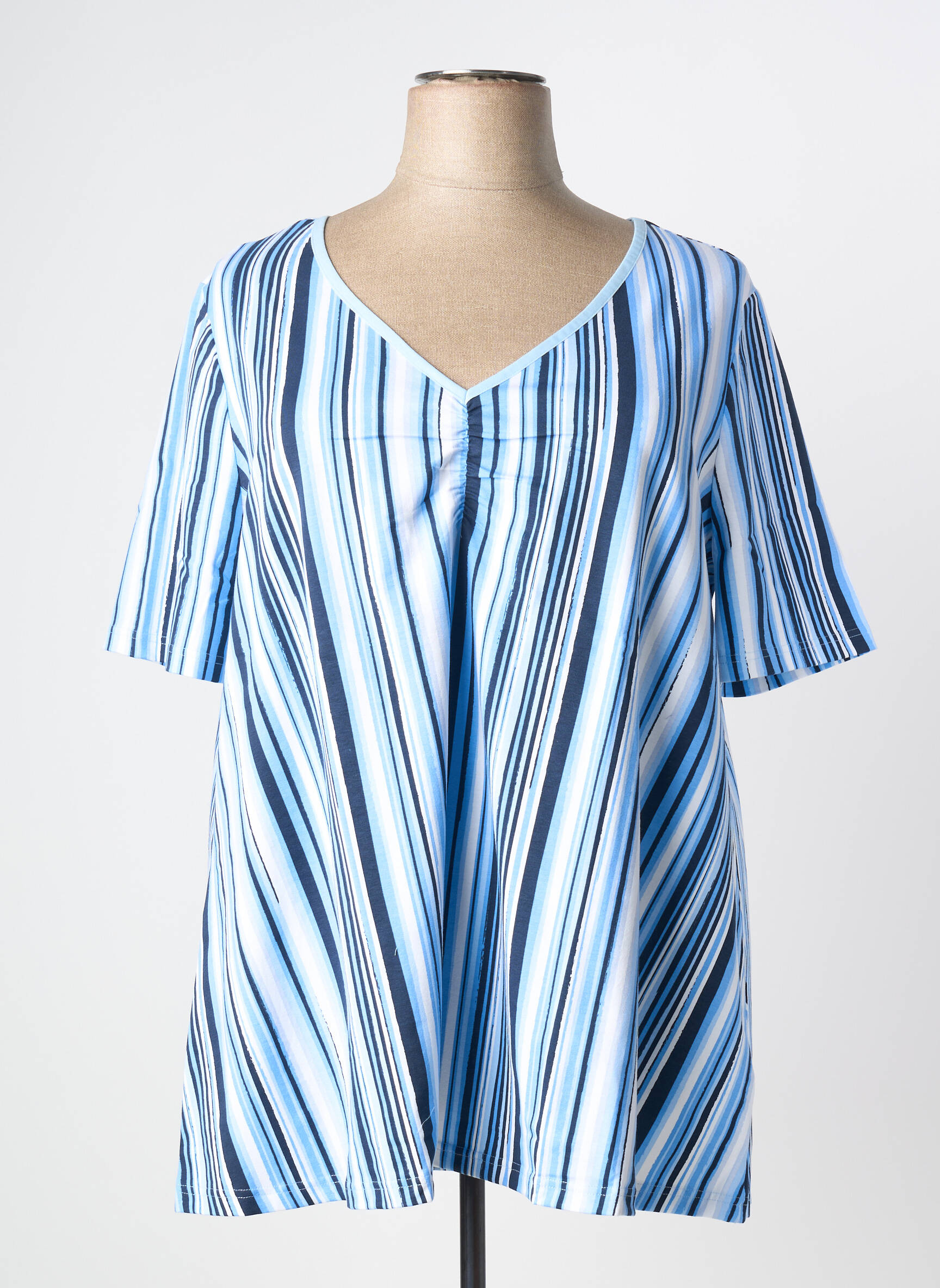 Top stretch manches courtes bleu SHEEGO femme