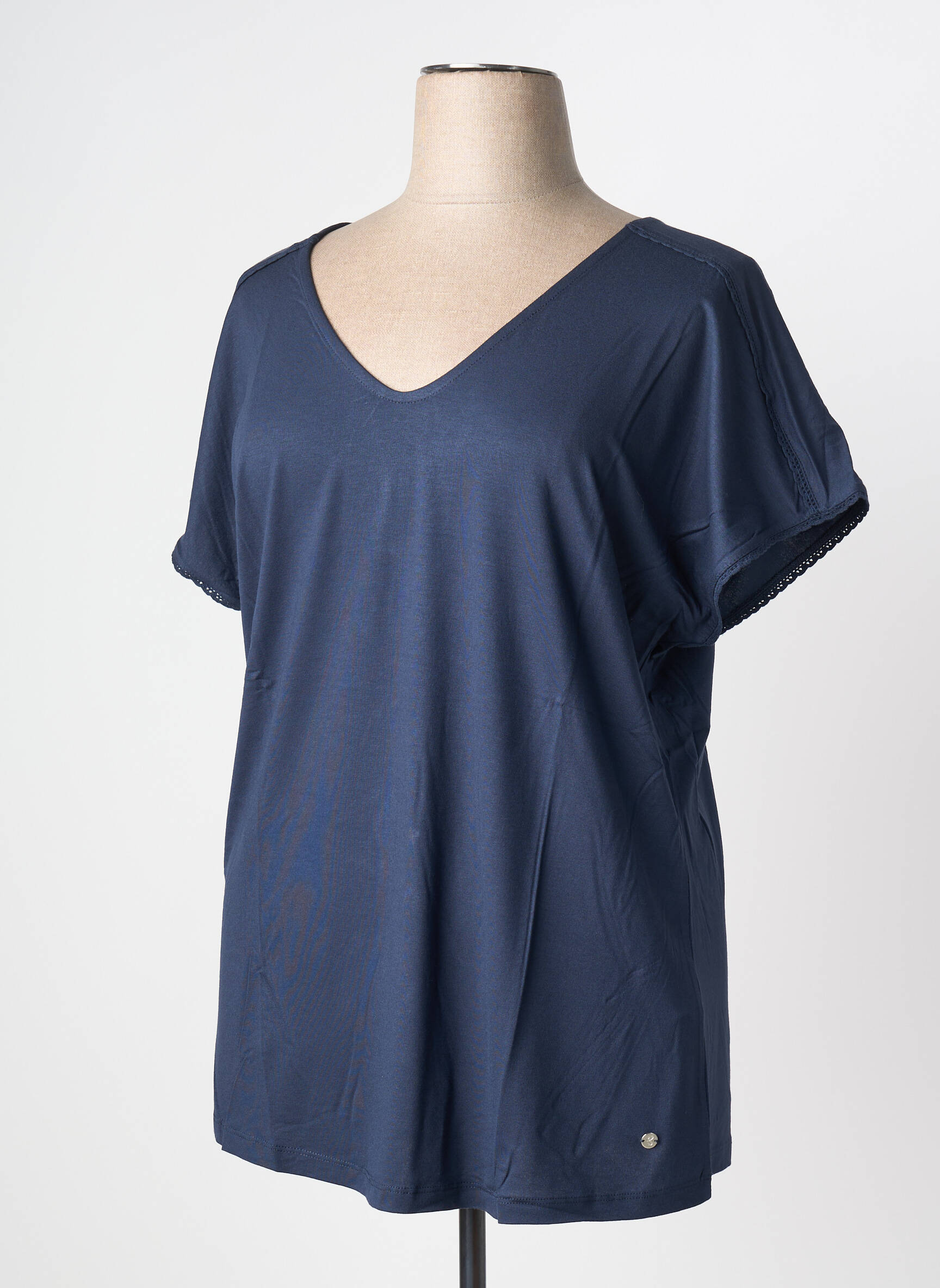 Top stretch manches courtes bleu SHEEGO femme