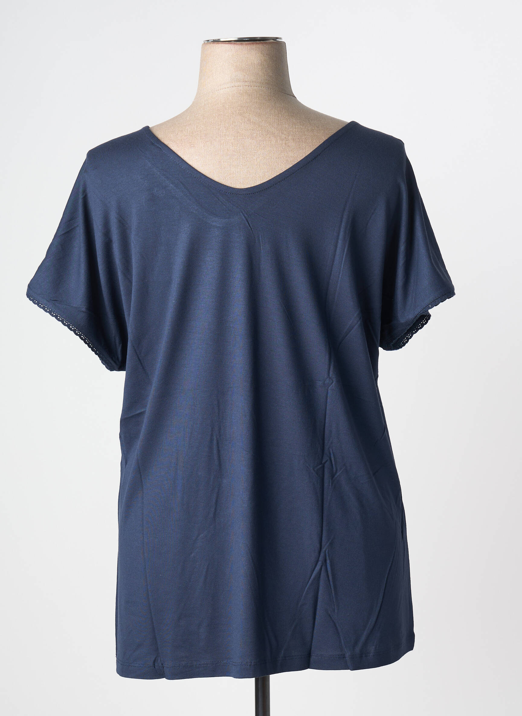 Top stretch manches courtes bleu SHEEGO femme