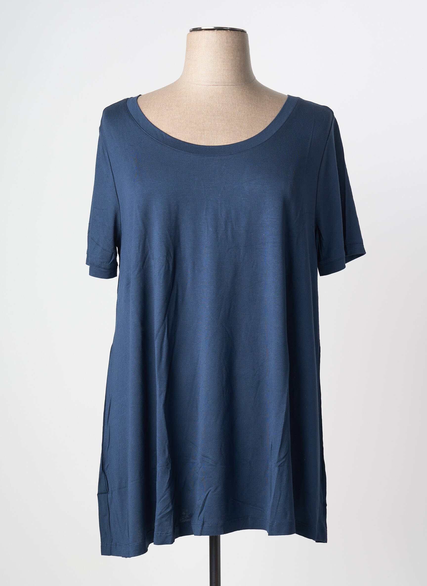 T-shirt col rond manches courtes bleu SHEEGO femme