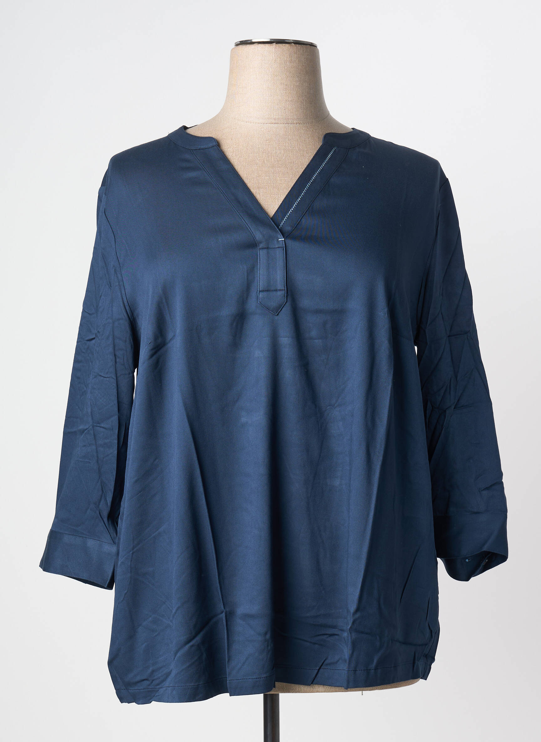 Blouse manches longues manches longues bleu SHEEGO femme