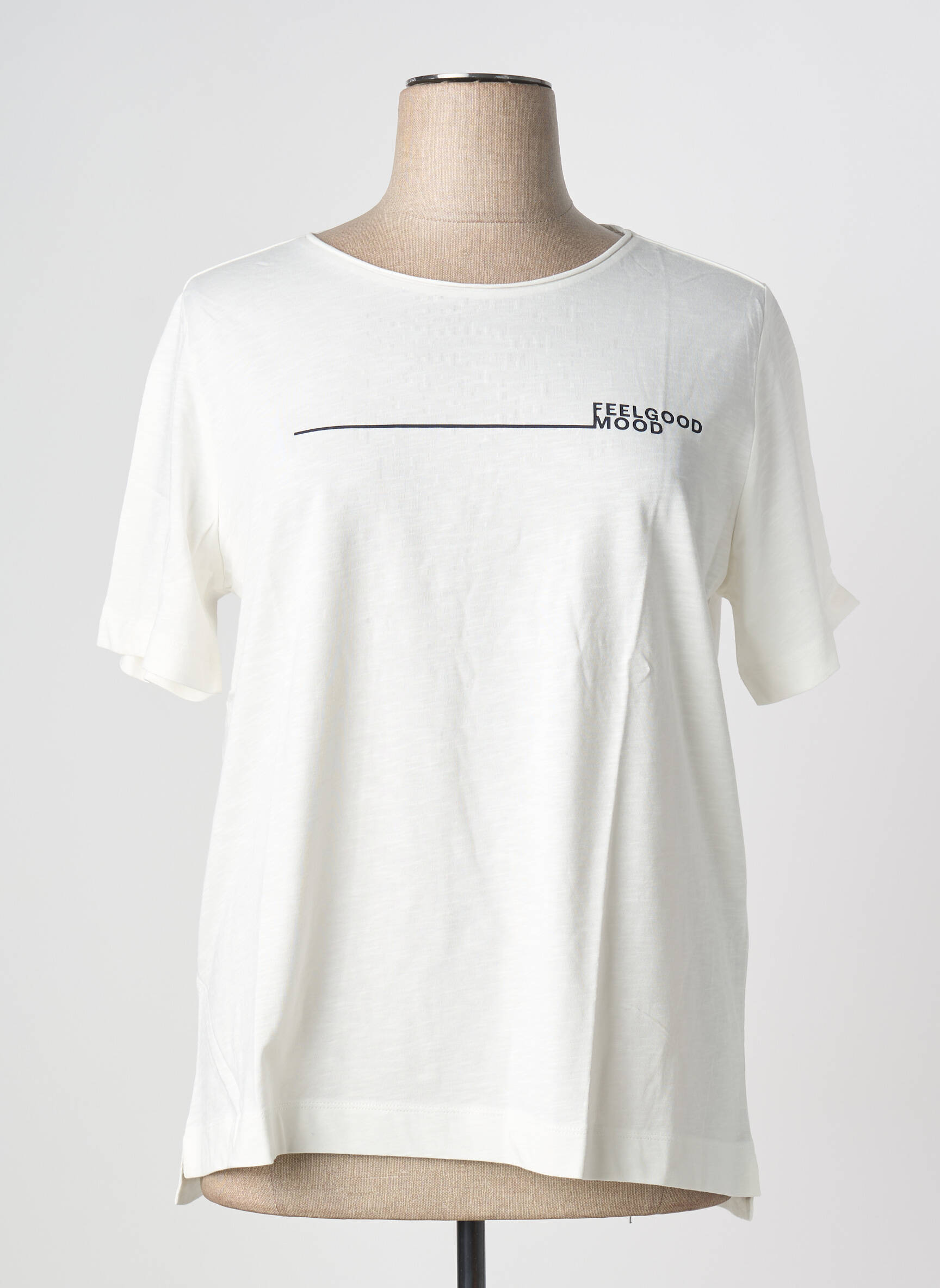 T-shirt coupe droite manches courtes blanc TRIANGLE femme