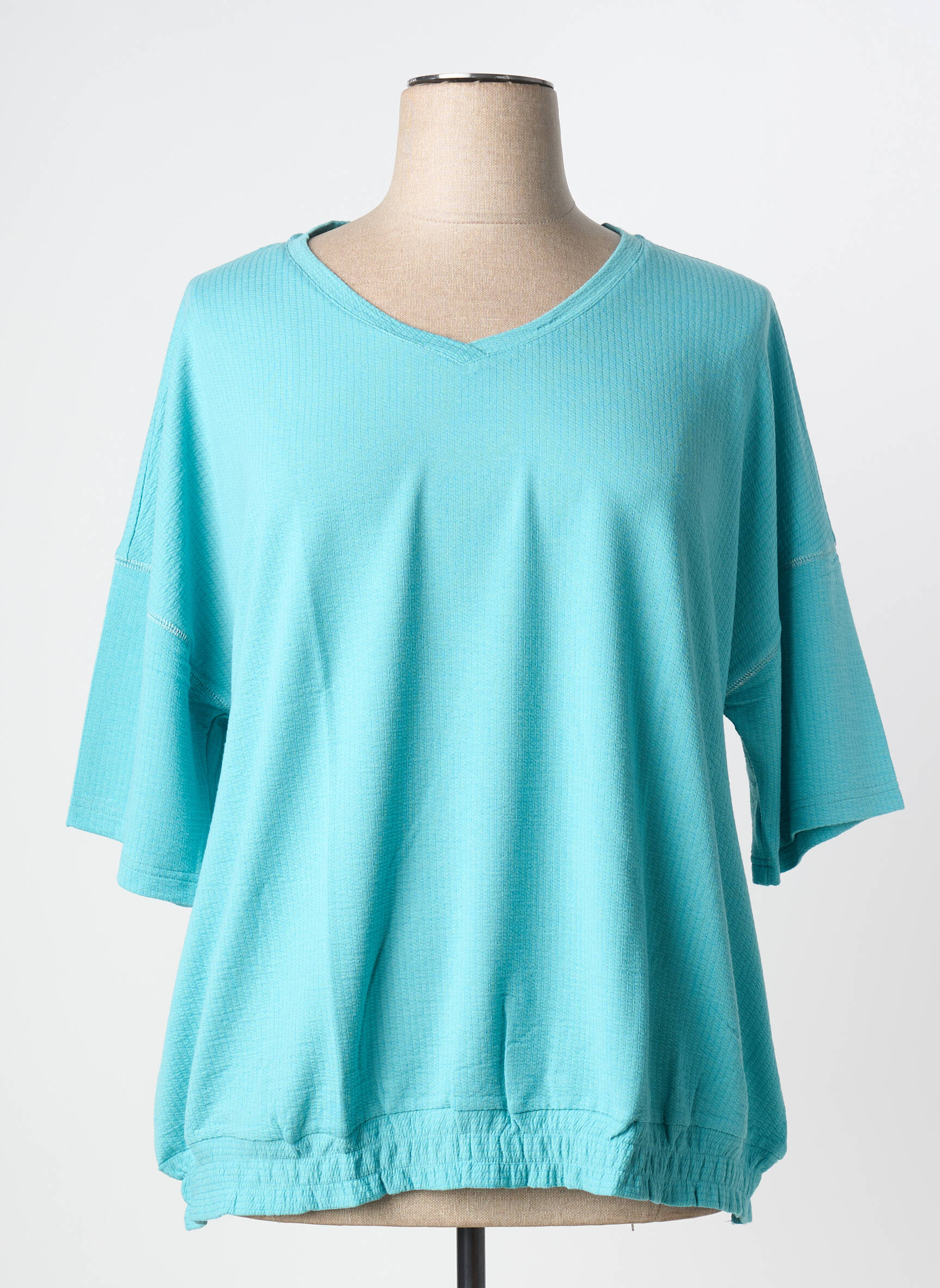 Top stretch manches 3/4 bleu SHEEGO femme