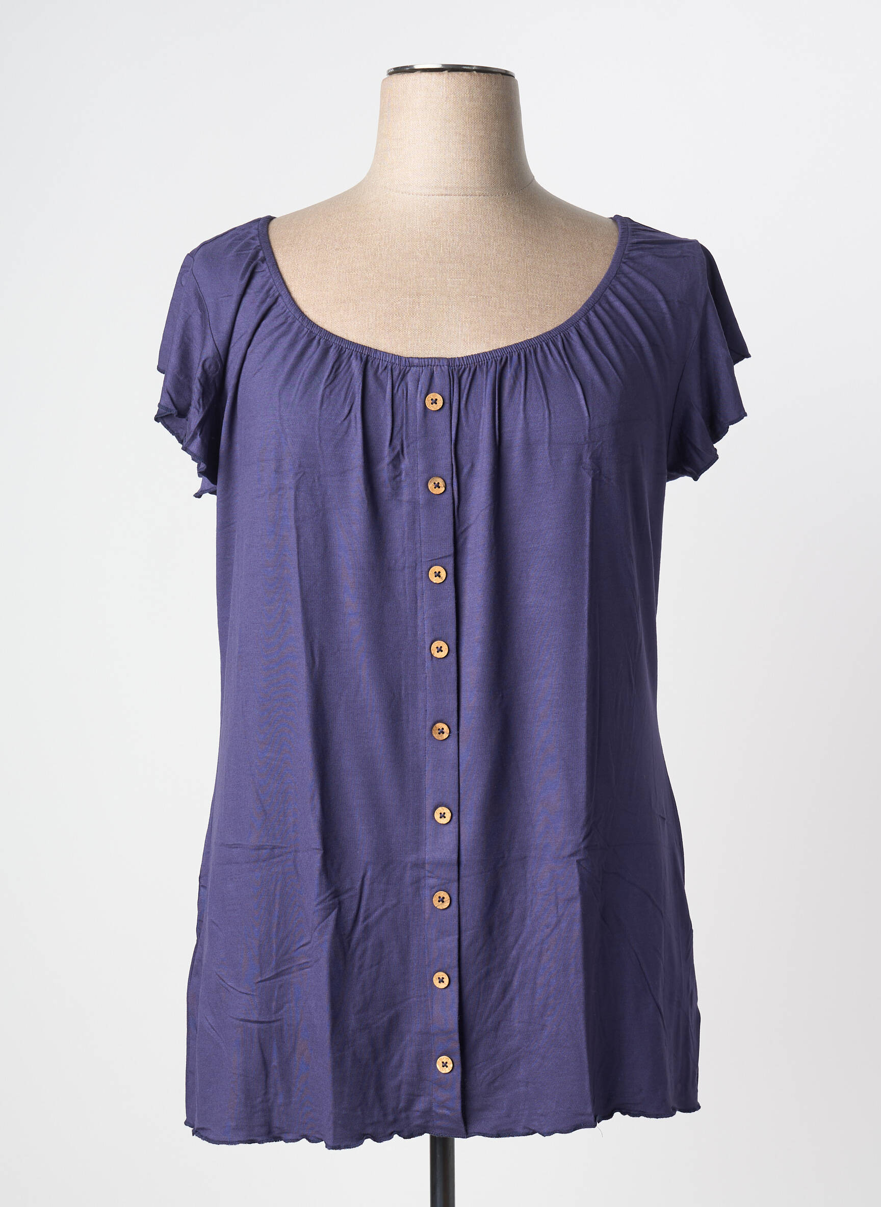 Top stretch manches courtes bleu SHEEGO femme
