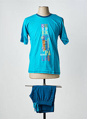 Pyjashort col rond bleu MASSANA homme