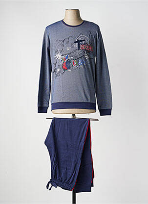 Pyjama col rond bleu MASSANA homme