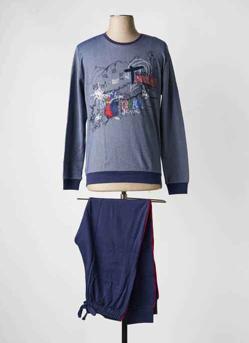 Pyjama col rond bleu MASSANA homme