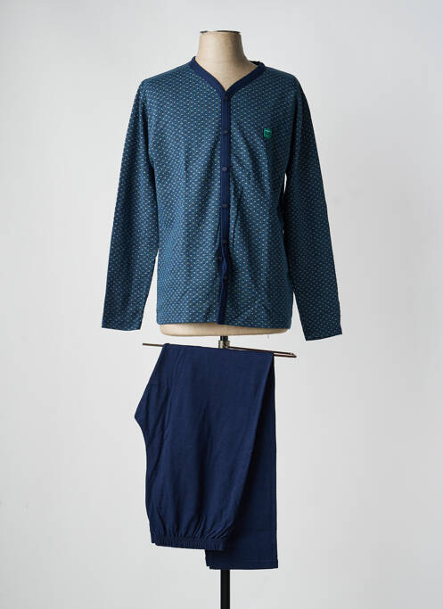 Pyjama col v bleu MASSANA homme