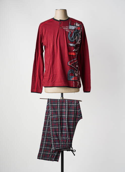 Pyjama coupe droite rouge MASSANA homme