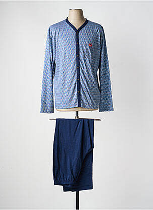 Pyjama col v bleu MASSANA homme
