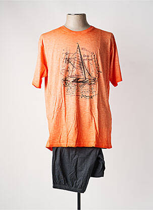 Pyjashort col rond orange MASSANA homme