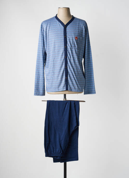 Pyjama col v bleu MASSANA homme