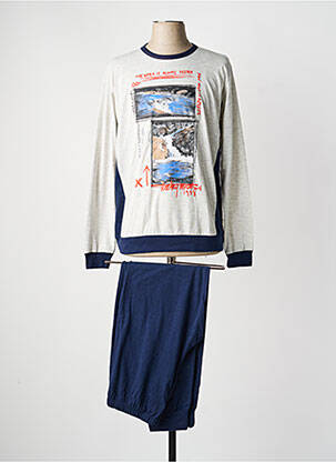 Pyjama col rond bleu MASSANA homme
