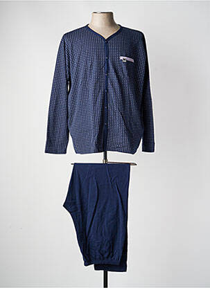 Pyjama col v bleu MASSANA homme