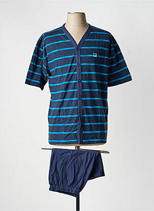 Pyjashort imprimé rayures bleu MASSANA homme