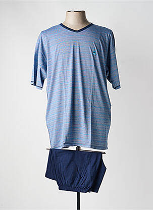 Pyjashort imprimé rayures bleu MASSANA homme