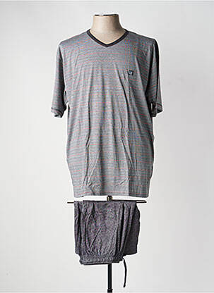 Pyjashort imprimé rayures gris MASSANA homme