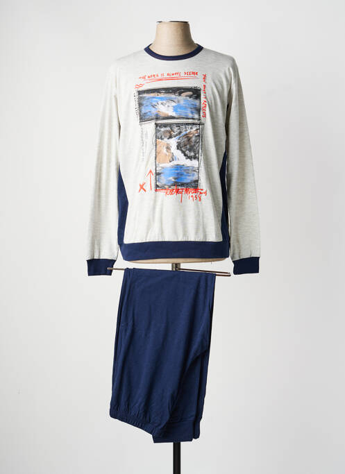 Pyjama col rond bleu MASSANA homme