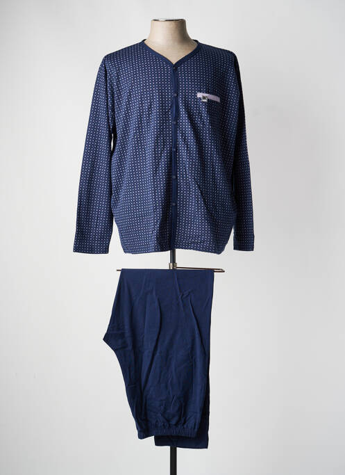 Pyjama col v bleu MASSANA homme